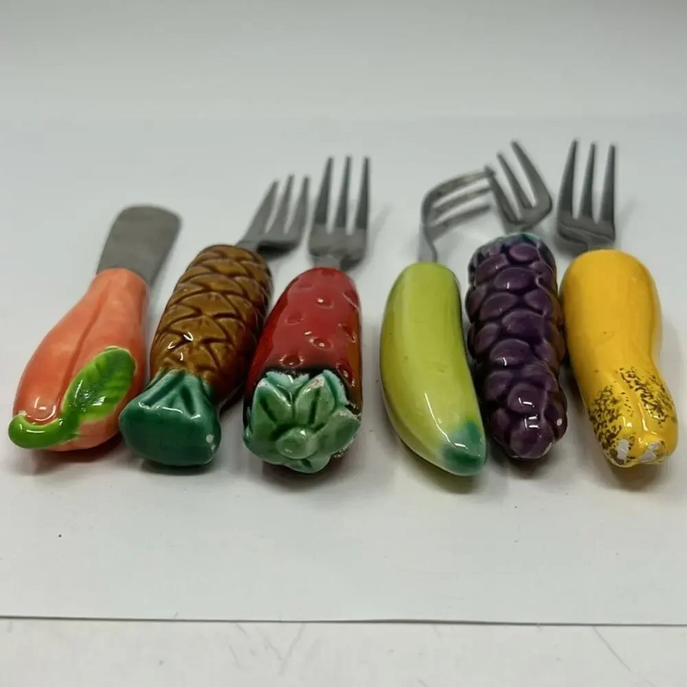 Vintage Appetizer Cheese Forks & Spreader Knife (6 Piece)